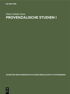 cover image of Provenzalische Studien I